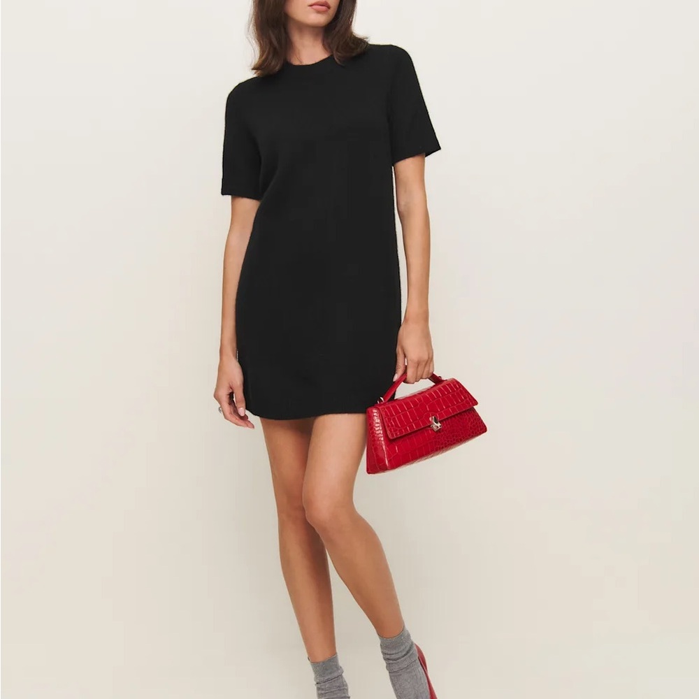 Reformation Bell Cashmere Mini Dress Black Size Medium